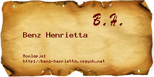 Benz Henrietta névjegykártya