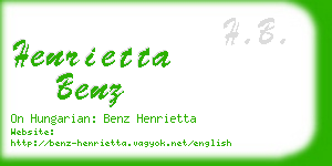 henrietta benz business card